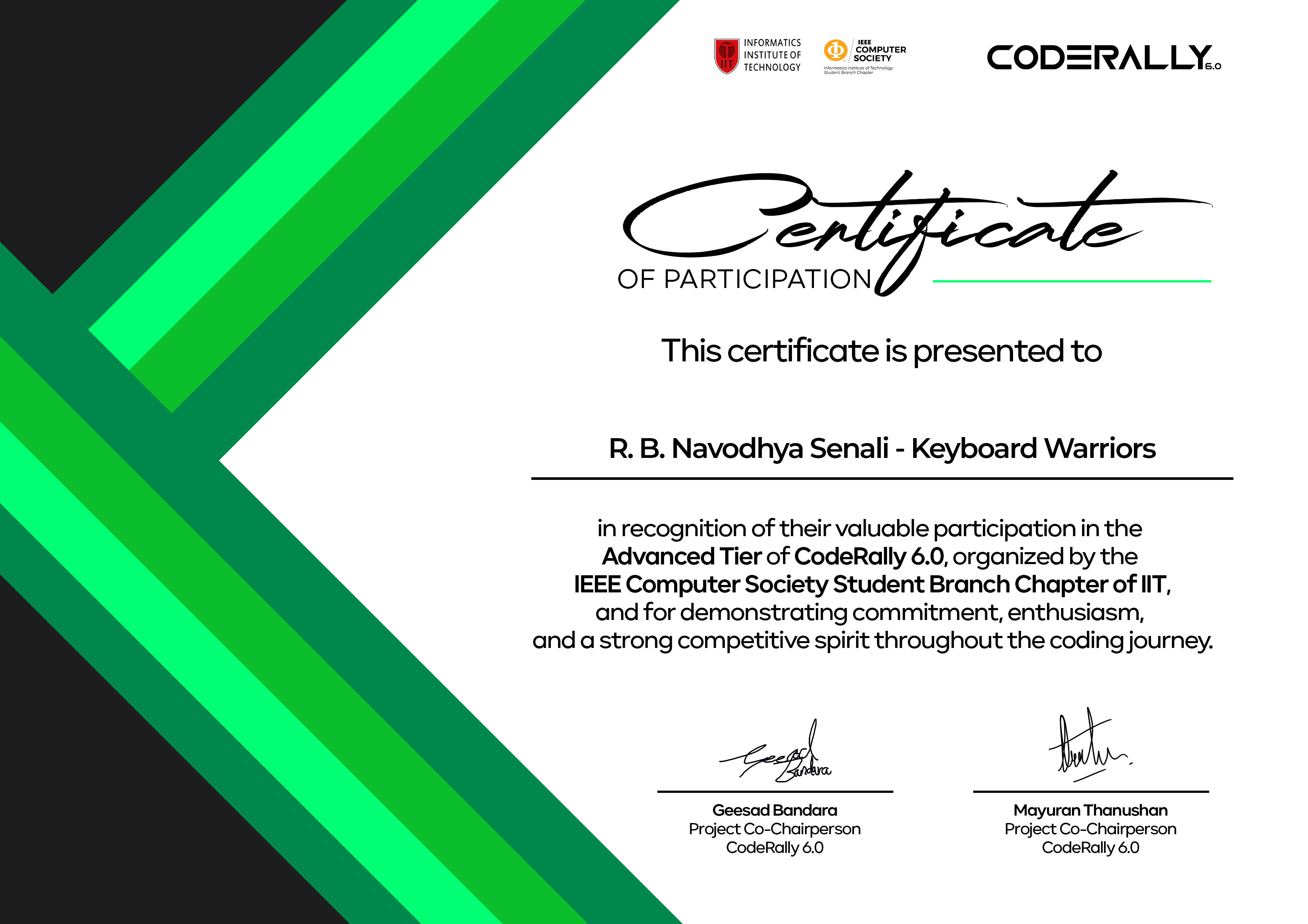 Coderally Competition Certificate