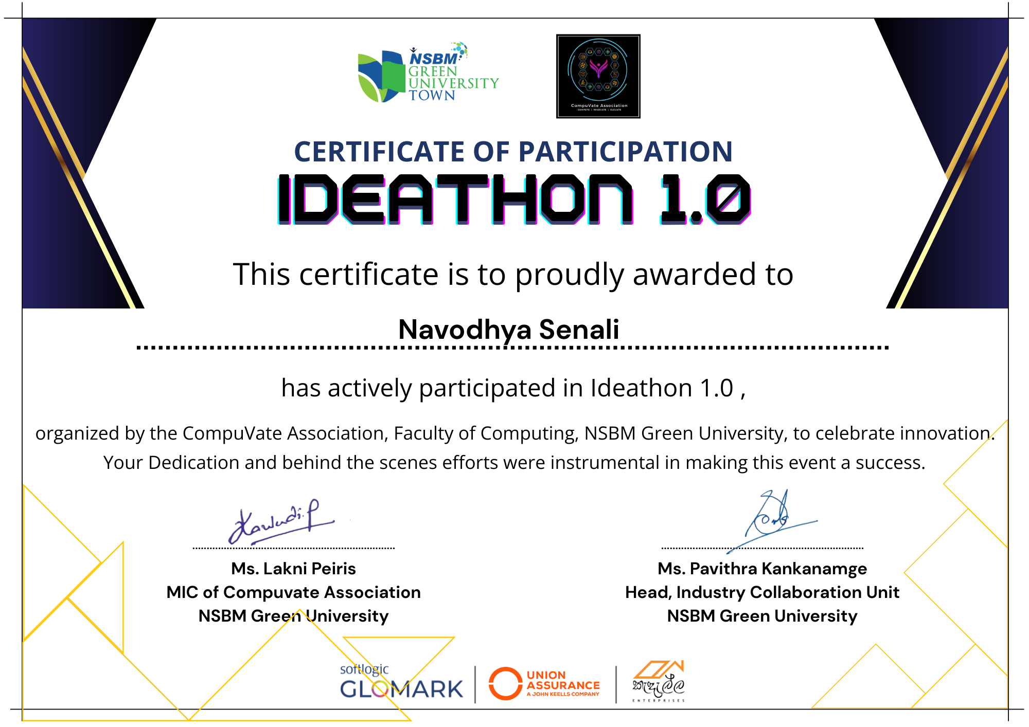 Ideathon Competition Certificate