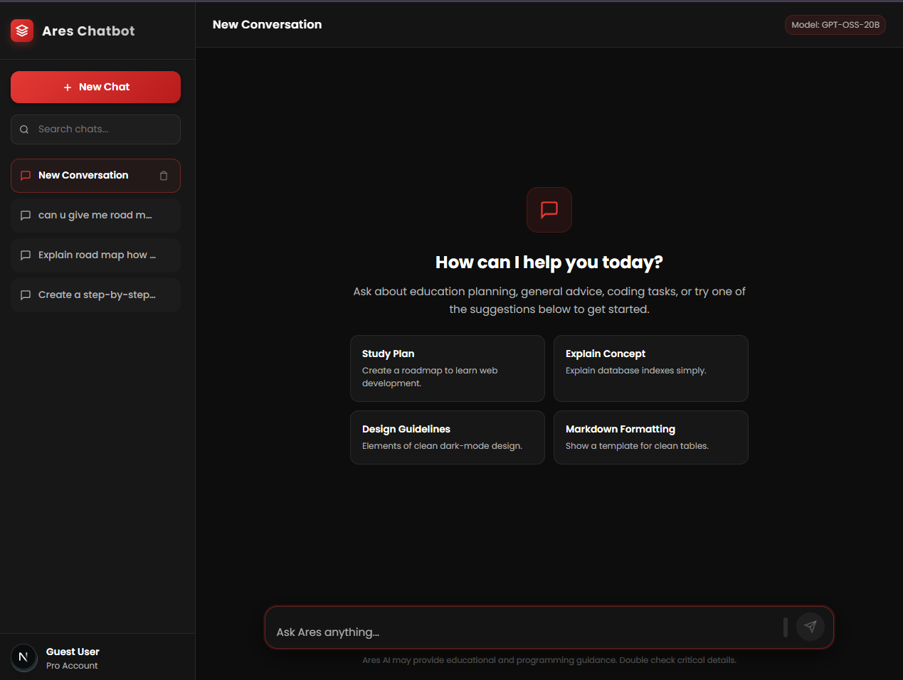Ares AI chatbot